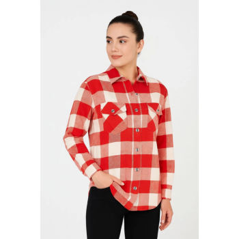 Uzun Kollu Oduncu Gömlek - Bordo