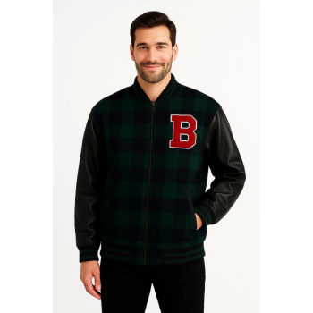 Kolları Suni Deri Içi Astarlı Oduncu Kolej Içi Ceket - Haki