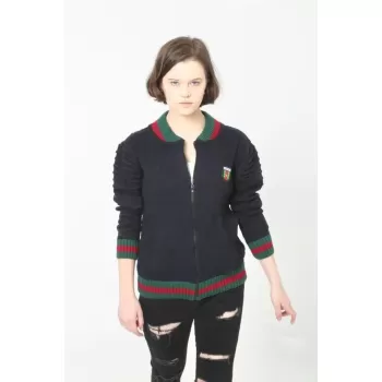 Tam Fermuarlı Triko Hırka - Lacivert