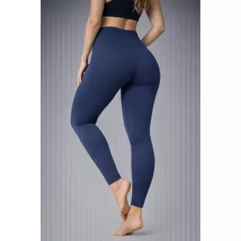 Nonofit Yüksek Bel Full Extra Toparlayıcı Likralı Ön Arka Ve Bilek Desenli Tayt - Lacivert