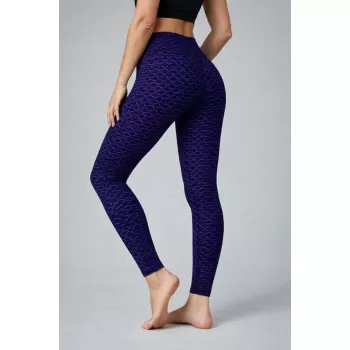 Yüksek Bel Toparlayıcı Likralı Büzgülü Tayt - Mavi