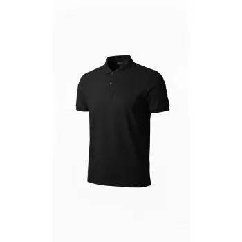 Erkek Pike Kumaş Düğmeli Yaka Regular Fit Günlük Kısa Kol Tişört T-shirt - Siyah