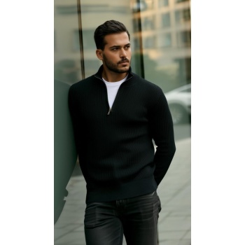 Erkek Balıkçı Zip Yaka Uzun Kollu Triko