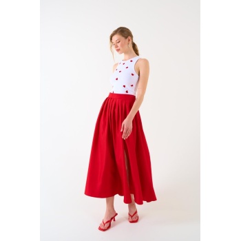 Yırtmaçlı Etek - Kırmızı