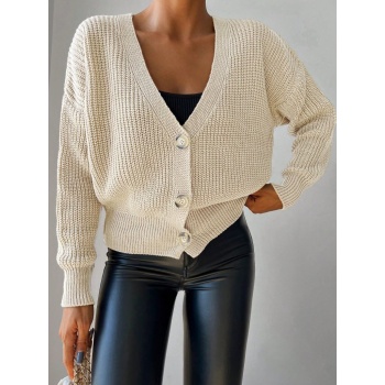 Kadın Uzun Kollu Düğme Detay Triko Bluz