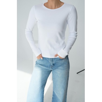 Uzun Kol Örme Body - Beyaz