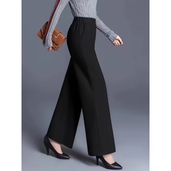 Kadın Yüksek Bel önü Nervürlü Paçaya Doğru Geniş Ithal Krep Pantolon