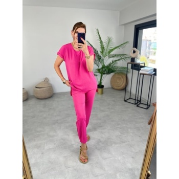 Kadın Bisiklet Yaka Paça Pensli Aerobin Kumaş İkili Takım