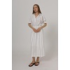 Beli Lastikli Elbise - Beyaz