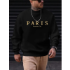 Erkek Uzun Kollu Bisiklet Yaka Paris Yazılı Iki Iplik Sweat