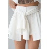 Gömlek Bağlamalı Şort - Krem