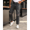 Erkek Koyu Gri Yırtık Detaylı Boyfriend Jean 