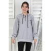 Baskılı Fermuarlı Kapüşonlu Kız Çocuk Sweatshirt
