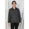 Yarım Fermuarlı Kapüşonlu Kız Çocuk Sweatshirt