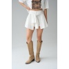 Gömlek Bağlamalı Şort - Krem