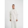 Uzun Kol Bisiklet Yaka Basic SweatShirt - Beyaz