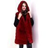 Kapşonlu Peluş Kürk Yelek Premium Kalite, Tam Astarlı, Uzun Model - Kırmızı