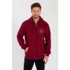 Unisex Tam Fermuarlı Kapşonlu Özel Tasarım SweatShirt - Bordo