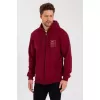 Unisex Tam Fermuarlı Kapşonlu Özel Tasarım SweatShirt - Bordo