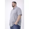 Erkek Pike Kumaş Düğmeli Yaka Battal Büyük Beden Günlük Kısa Kol Tişört T-shirt - Gri