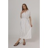 Beli Lastikli Elbise - Beyaz