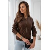 Kadın Uzun Kollu Ribanalı önden Fermuarlı Deri Ceket