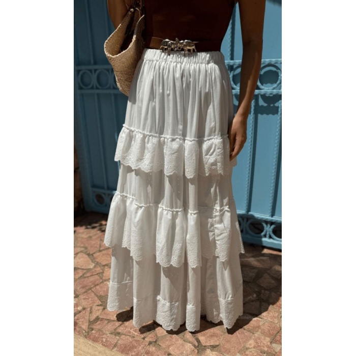 Katlı Pileli Etek - Ekru