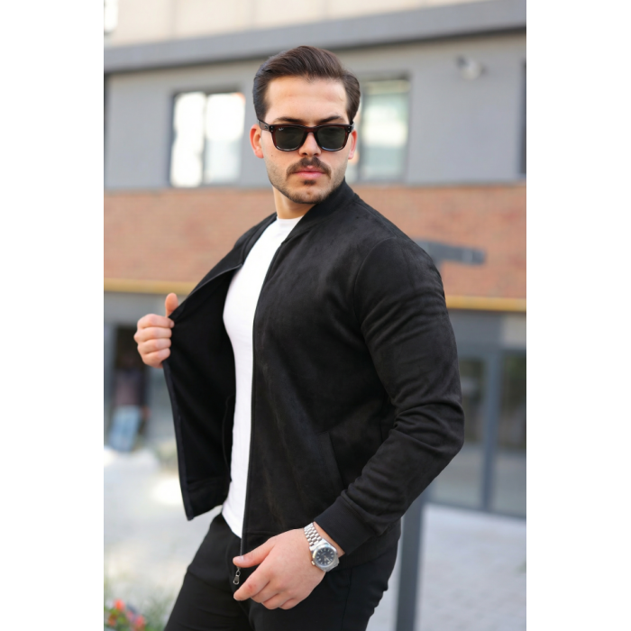 Erkek Scuba Süet Kumaş Bomber Hırka