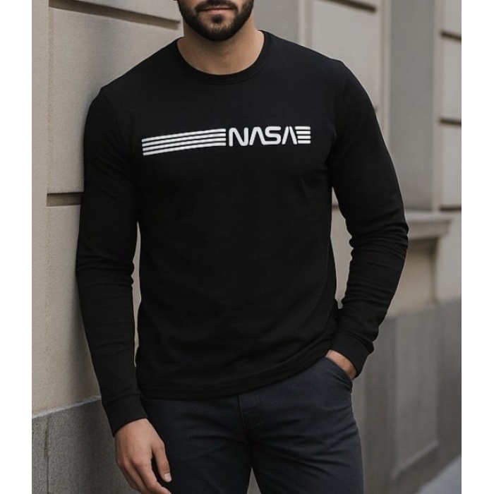 Erkek Uzun Kollu Bisiklet Yaka Viskon Sweat