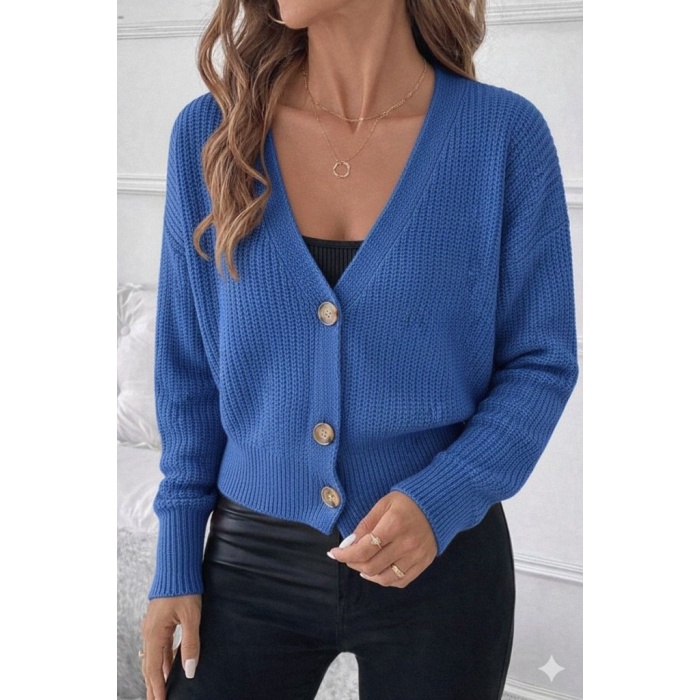 Düğme Detay Triko Bluz