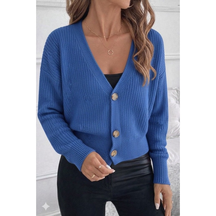 Düğme Detay Triko Bluz