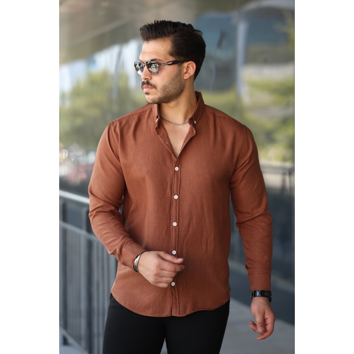 Erkek Uzun Kollu Regular Sofya Keten Gömlek