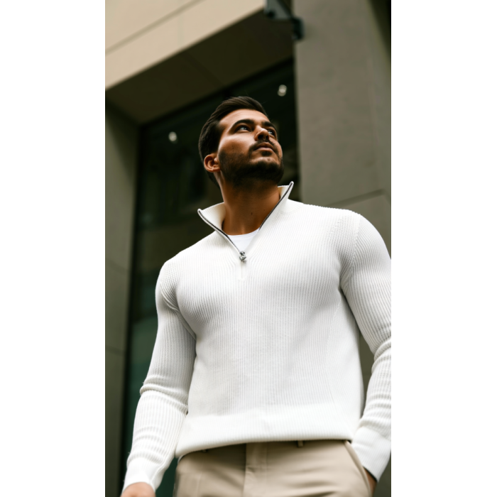 Erkek Balıkçı Zip Yaka Uzun Kollu Triko