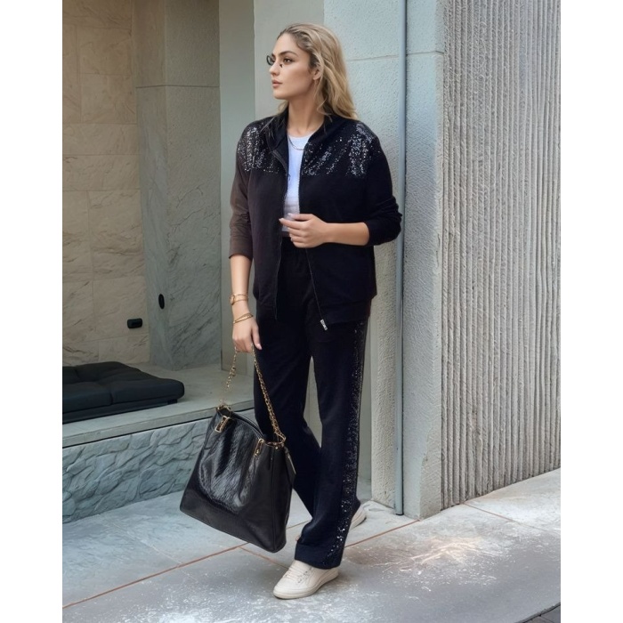 Kadın Iki Iplik Kumaş Pul Ve Fermuar Detaylı Ikili Takım