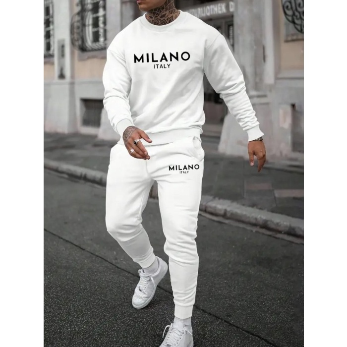 Erkek Uzun Kollu Baskı Detaylı Iki Iplik Takım