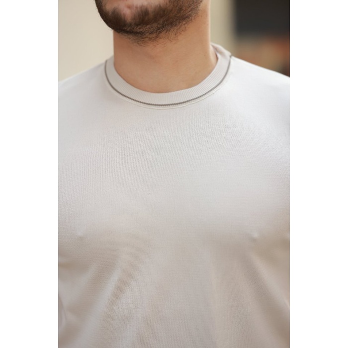 Erkek Bisiklet Yaka Ribanalı Kısa Kollu Tshirt