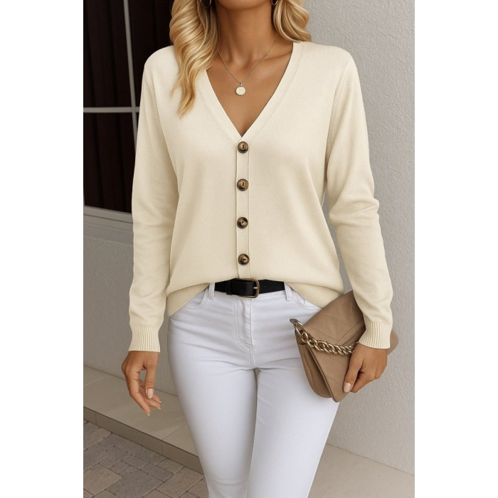 Kasın Uzun Kollu önü Düğmeli Kısa Hırka