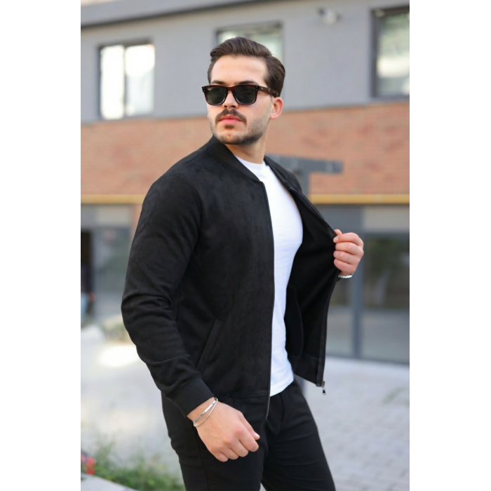 Erkek Scuba Süet Kumaş Bomber Hırka