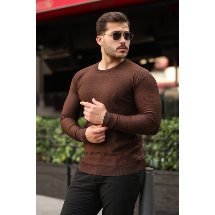 Erkek Bisiklet Yaka Uzun Kollu Triko