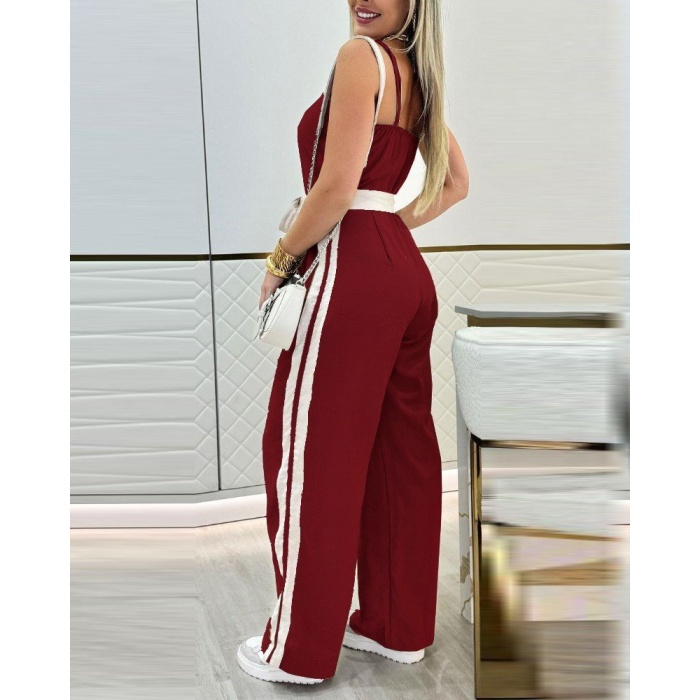 Kadın Ip Askılı Straplez Belden Kuşaklı Viskon Iki Iplik Tulum