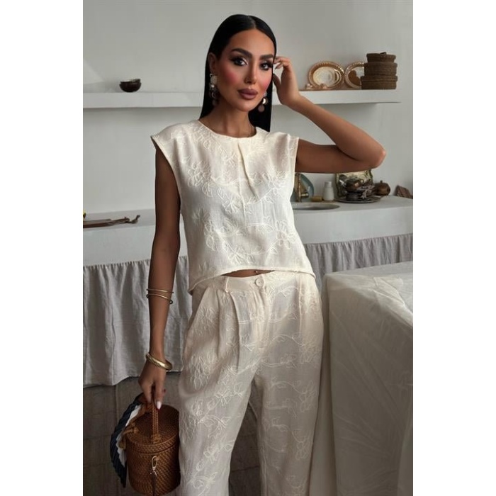 Shalina Süzüne Nakışlı Crop Takım 9796-08