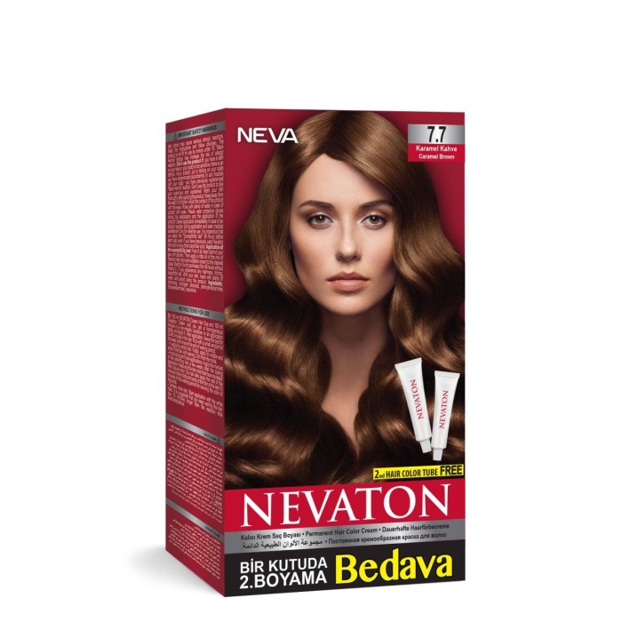 Nevaton Kalıcı Krem Saç Boyası 7.7 Karamel Kahve