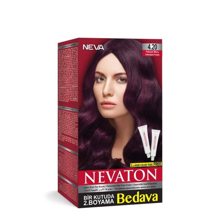 Nevaton Kalıcı Krem Saç Boyası 4.20 Patlıcan Moru