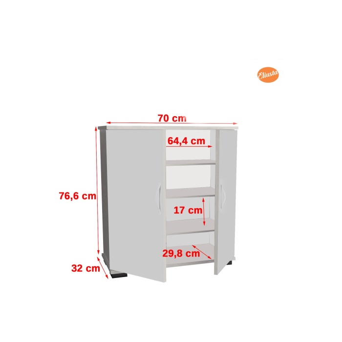 2 Kapaklı 4 Raflı Ayakkabılık