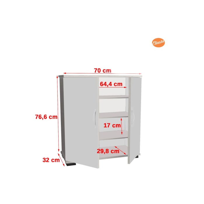 2 Kapaklı 4 Raflı Ayakkabılık