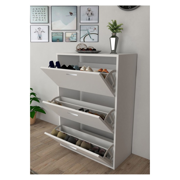 Düşer Kapaklı Ayakkabılık 3 Kapaklı