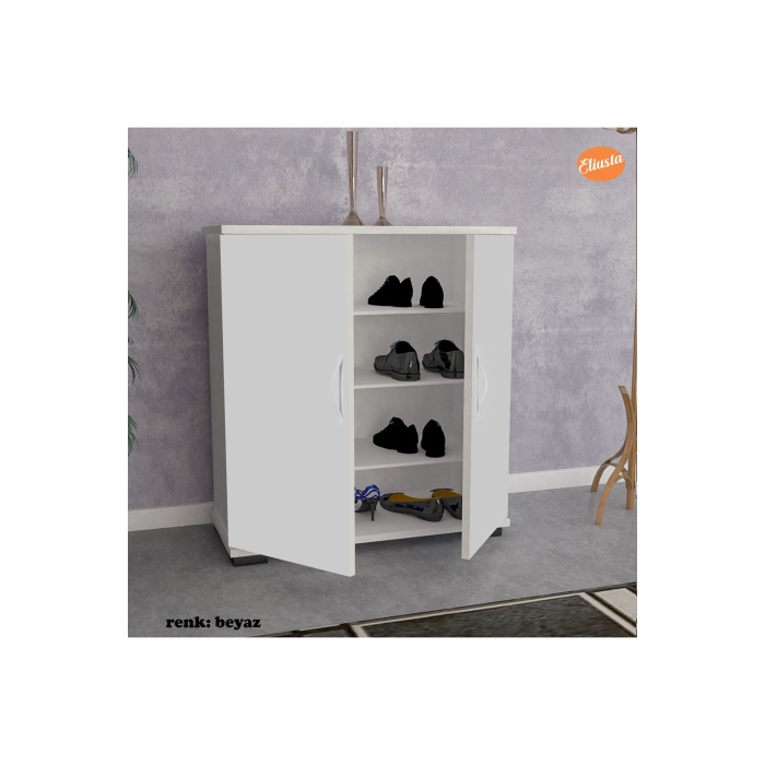 EU-112 Ayakkabılık Çok Amaçlı Dolap Antre Ayakkabılık 4 raflı Ayakkabı Dolabı - BEYAZ