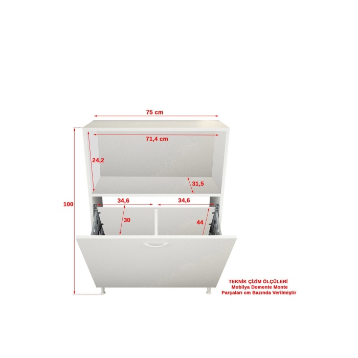 75 x 100 x 30cm 2 sepetli Kirli Çamaşır Dolabı Banyo Dolabı Çok Amaçlı Dolap Mutfak Dolabı