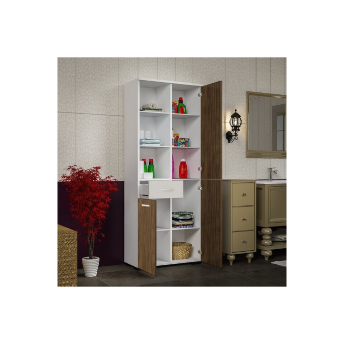 MODİLAYN ARD-124 55 x 165 x 30 cm Çok Amaçlı Dolap 3 Kapaklı Banyo Dolabı Ofis Dolabı