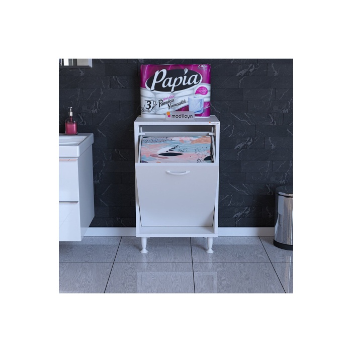 SÖKE 50 x75x 32,5cm Kapaklı Banyo Dolabı Mutfak Dolabı Kirli Çamaşır Sepetli Banyo Dolabı